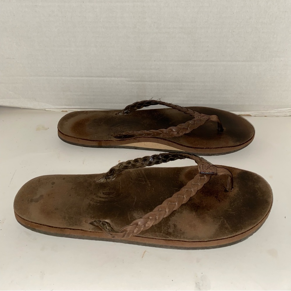 Rainbow Leather Braided Thong Sandals Please Read